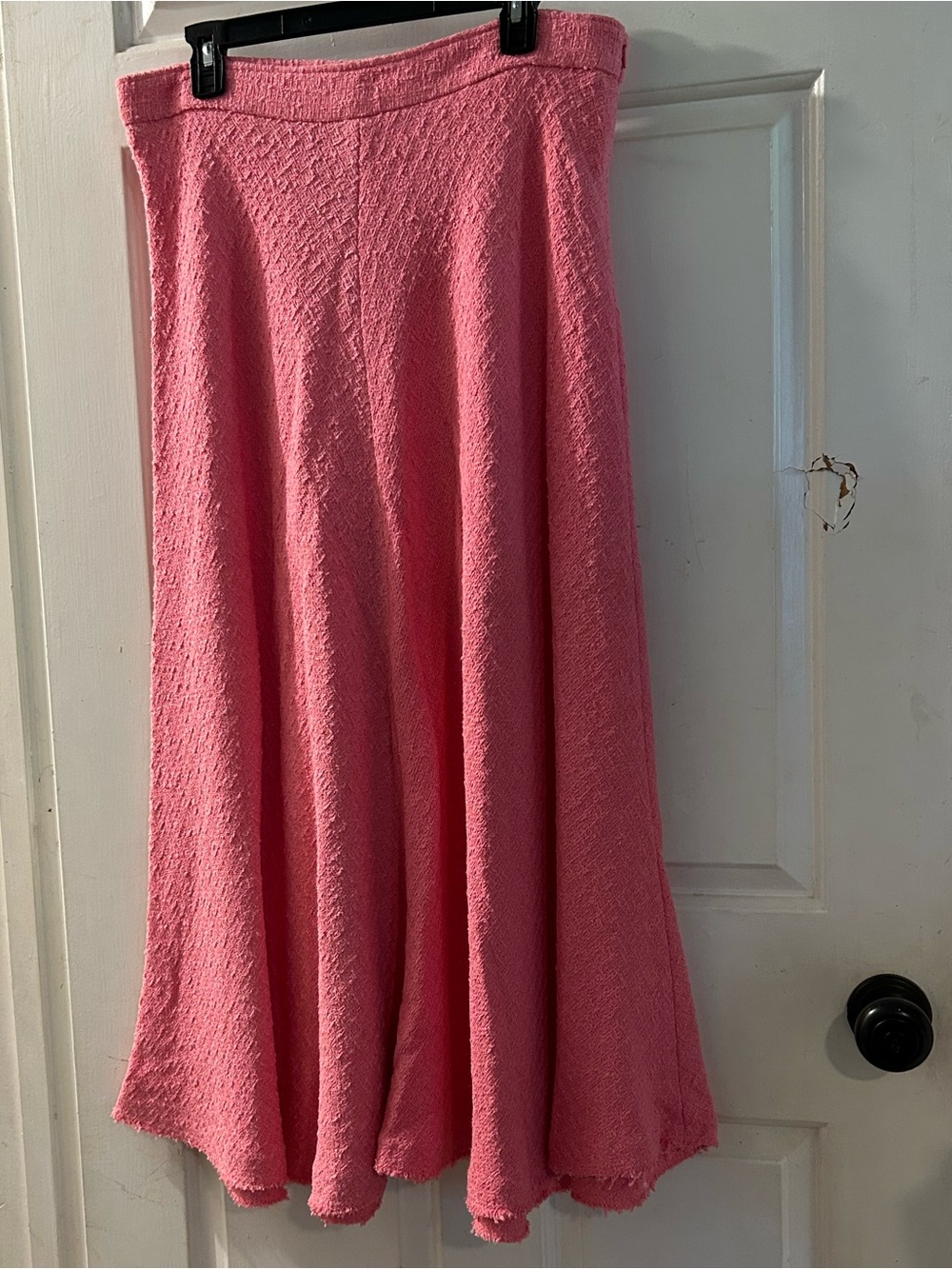 Zara Pink Textured A-Line Midi Skirt